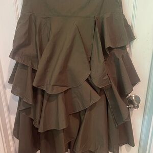 Mix Nouveau Women’s S Elegant Olive Green Layered Skirt